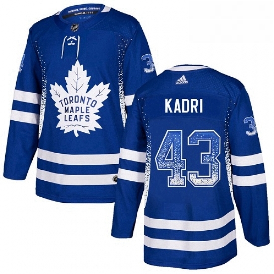 Mens Adidas Toronto Maple Leafs 43 Nazem Kadri Authentic Blue Drift Fashion NHL Jersey 