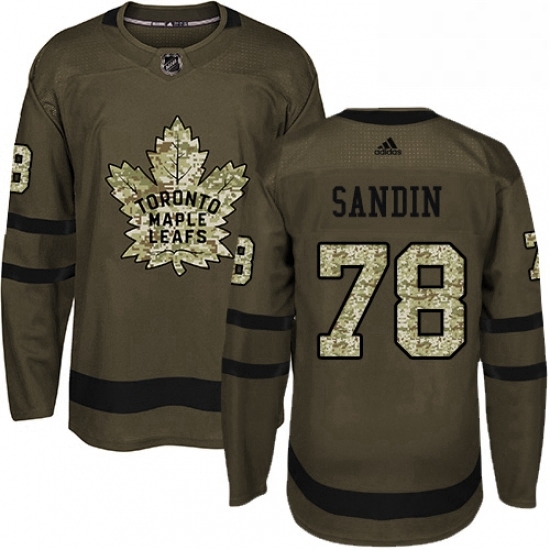 Mens Adidas Toronto Maple Leafs 78 Rasmus Sandin Authentic Green Salute to Service NHL Jersey Mens Adidas Toronto Maple Leafs 78 Rasmus Sandin Authentic Green Salute to Service NHL Jersey