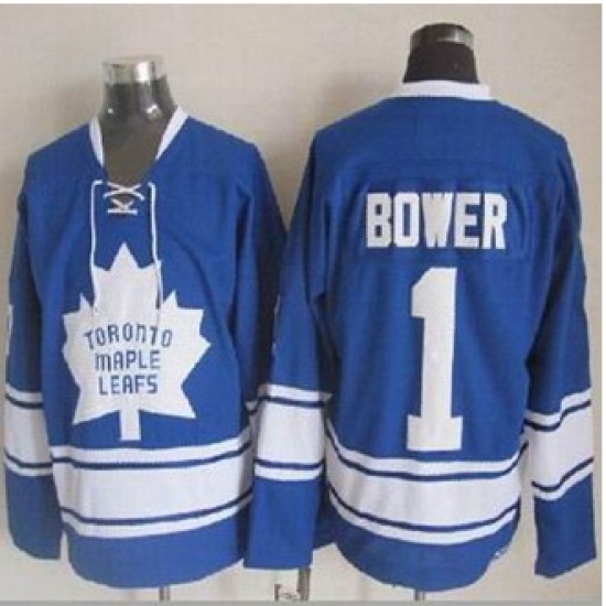 Toronto Maple Leafs #1 Johnny Bower Blue CCM Throwback Stitched NHL Jersey Toronto Maple Leafs #1 Johnny Bower Blue CCM Throwback Stitched NHL Jersey