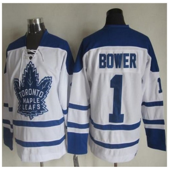 Toronto Maple Leafs #1 Johnny Bower White CCM Throwback Winter Classic Stitched NHL Jersey Toronto Maple Leafs #1 Johnny Bower White CCM Throwback Winter Classic Stitched NHL Jersey