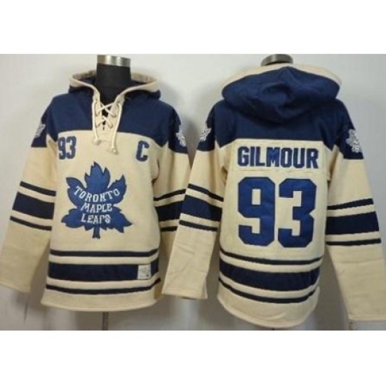Toronto Maple Leafs 93 Doug Gilmour Cream Stitched NHL Sawyer Hooded Sweatshirt Toronto Maple Leafs 93 Doug Gilmour Cream Stitched NHL Sawyer Hooded Sweatshirt