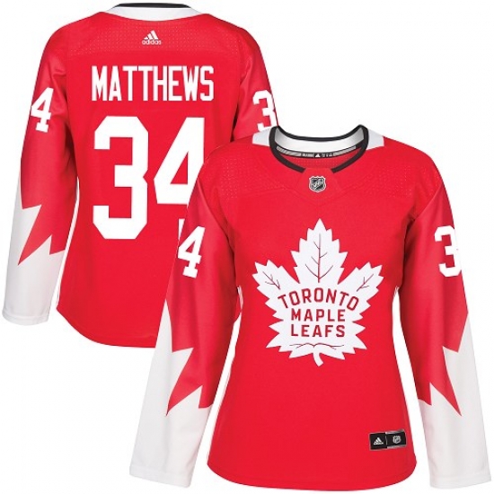 Maple Leafs #34 Auston Matthews Red Alternate Womens Stitched NHL Jersey Maple Leafs #34 Auston Matthews Red Alternate Womens Stitched NHL Jersey