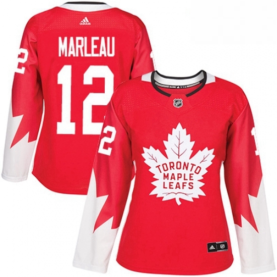 Womens Adidas Toronto Maple Leafs 12 Patrick Marleau Authentic Red Alternate NHL Jersey 