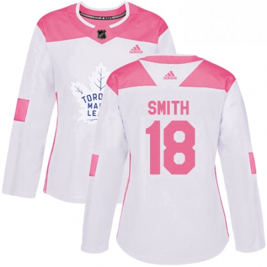 Womens Adidas Toronto Maple Leafs 18 Ben Smith Authentic WhitePink Fashion NHL Jersey Womens Adidas Toronto Maple Leafs 18 Ben Smith Authentic WhitePink Fashion NHL Jersey