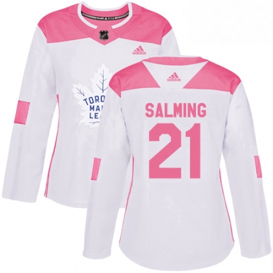 Womens Adidas Toronto Maple Leafs 21 Borje Salming Authentic WhitePink Fashion NHL Jersey Womens Adidas Toronto Maple Leafs 21 Borje Salming Authentic WhitePink Fashion NHL Jersey