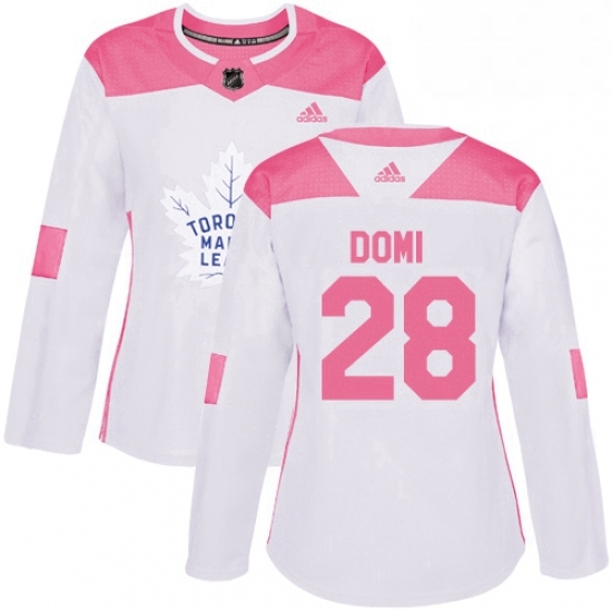 Womens Adidas Toronto Maple Leafs 28 Tie Domi Authentic WhitePink Fashion NHL Jersey Womens Adidas Toronto Maple Leafs 28 Tie Domi Authentic WhitePink Fashion NHL Jersey