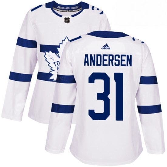 Womens Adidas Toronto Maple Leafs 31 Frederik Andersen Authentic White 2018 Stadium Series NHL Jersey Womens Adidas Toronto Maple Leafs 31 Frederik Andersen Authentic White 2018 Stadium Series NHL Jersey