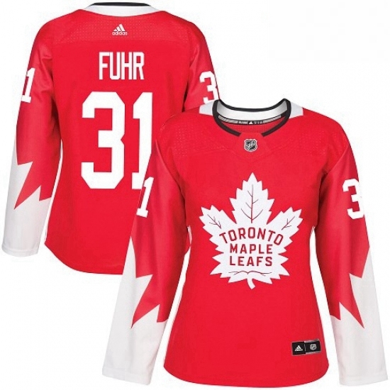 Womens Adidas Toronto Maple Leafs 31 Grant Fuhr Authentic Red Alternate NHL Jersey Womens Adidas Toronto Maple Leafs 31 Grant Fuhr Authentic Red Alternate NHL Jersey
