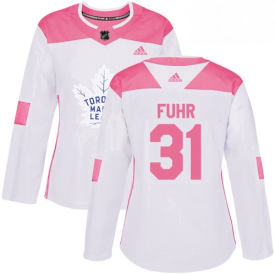 Womens Adidas Toronto Maple Leafs 31 Grant Fuhr Authentic WhitePink Fashion NHL Jersey Womens Adidas Toronto Maple Leafs 31 Grant Fuhr Authentic WhitePink Fashion NHL Jersey