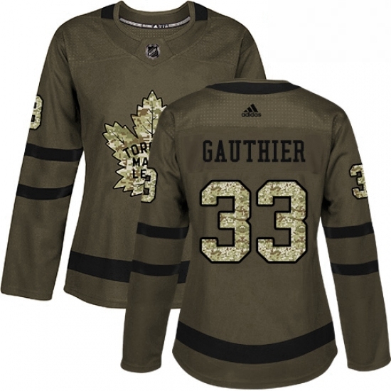 Womens Adidas Toronto Maple Leafs 33 Frederik Gauthier Authentic Green Salute to Service NHL Jersey Womens Adidas Toronto Maple Leafs 33 Frederik Gauthier Authentic Green Salute to Service NHL Jersey