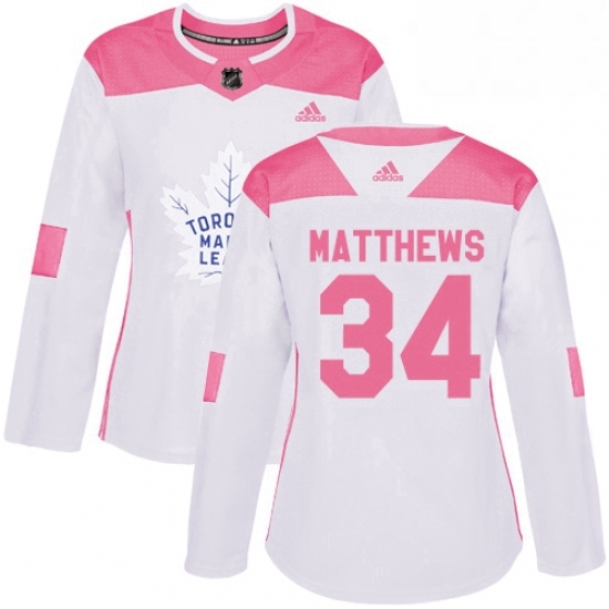 Womens Adidas Toronto Maple Leafs 34 Auston Matthews Authentic WhitePink Fashion NHL Jersey Womens Adidas Toronto Maple Leafs 34 Auston Matthews Authentic WhitePink Fashion NHL Jersey