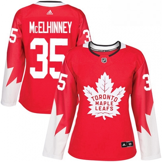 Womens Adidas Toronto Maple Leafs 35 Curtis McElhinney Authentic Red Alternate NHL Jersey Womens Adidas Toronto Maple Leafs 35 Curtis McElhinney Authentic Red Alternate NHL Jersey