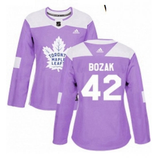 Womens Adidas Toronto Maple Leafs 42 Tyler Bozak Authentic Purple Fights Cancer Practice NHL Jersey Womens Adidas Toronto Maple Leafs 42 Tyler Bozak Authentic Purple Fights Cancer Practice NHL Jersey