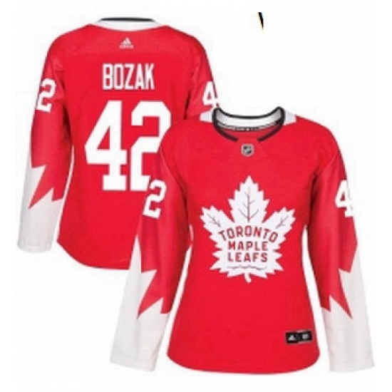 Womens Adidas Toronto Maple Leafs 42 Tyler Bozak Authentic Red Alternate NHL Jersey Womens Adidas Toronto Maple Leafs 42 Tyler Bozak Authentic Red Alternate NHL Jersey