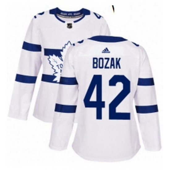 Womens Adidas Toronto Maple Leafs 42 Tyler Bozak Authentic White 2018 Stadium Series NHL Jersey Womens Adidas Toronto Maple Leafs 42 Tyler Bozak Authentic White 2018 Stadium Series NHL Jersey