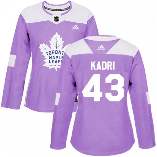 Womens Adidas Toronto Maple Leafs 43 Nazem Kadri Authentic Purple Fights Cancer Practice NHL Jersey Womens Adidas Toronto Maple Leafs 43 Nazem Kadri Authentic Purple Fights Cancer Practice NHL Jersey