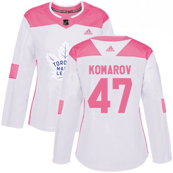 Womens Adidas Toronto Maple Leafs 47 Leo Komarov Authentic WhitePink Fashion NHL Jersey Womens Adidas Toronto Maple Leafs 47 Leo Komarov Authentic WhitePink Fashion NHL Jersey