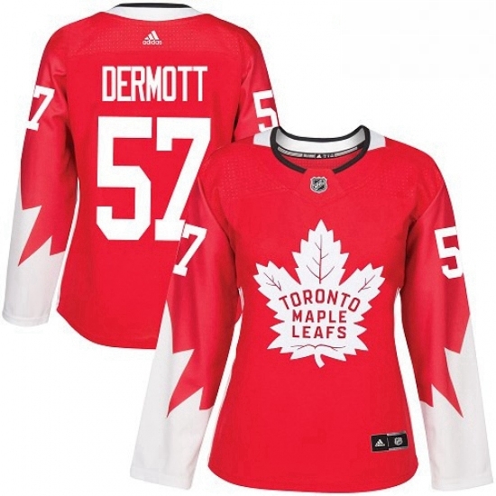 Womens Adidas Toronto Maple Leafs 57 Travis Dermott Authentic Red Alternate NHL Jersey Womens Adidas Toronto Maple Leafs 57 Travis Dermott Authentic Red Alternate NHL Jersey