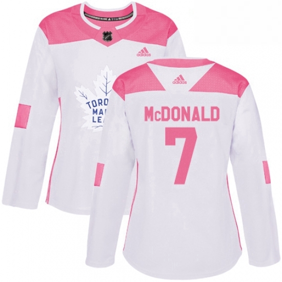 Womens Adidas Toronto Maple Leafs 7 Lanny McDonald Authentic WhitePink Fashion NHL Jersey Womens Adidas Toronto Maple Leafs 7 Lanny McDonald Authentic WhitePink Fashion NHL Jersey