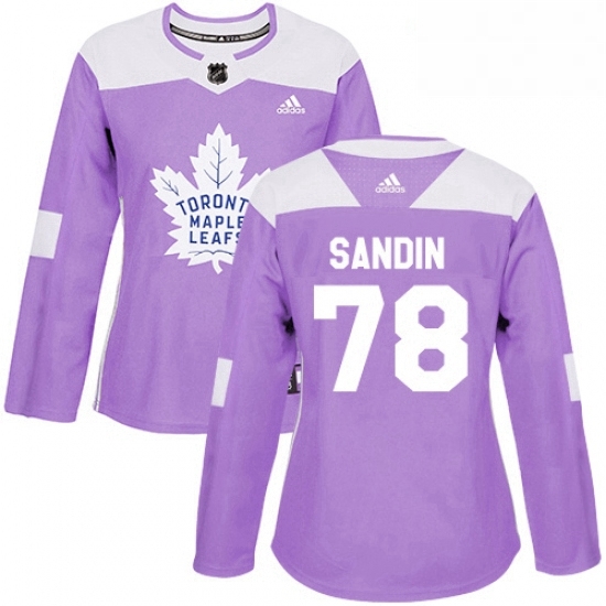 Womens Adidas Toronto Maple Leafs 78 Rasmus Sandin Authentic Purple Fights Cancer Practice NHL Jersey Womens Adidas Toronto Maple Leafs 78 Rasmus Sandin Authentic Purple Fights Cancer Practice NHL Jersey