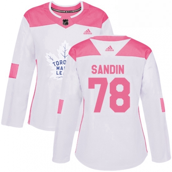 Womens Adidas Toronto Maple Leafs 78 Rasmus Sandin Authentic White Pink Fashion NHL Jersey Womens Adidas Toronto Maple Leafs 78 Rasmus Sandin Authentic White Pink Fashion NHL Jersey
