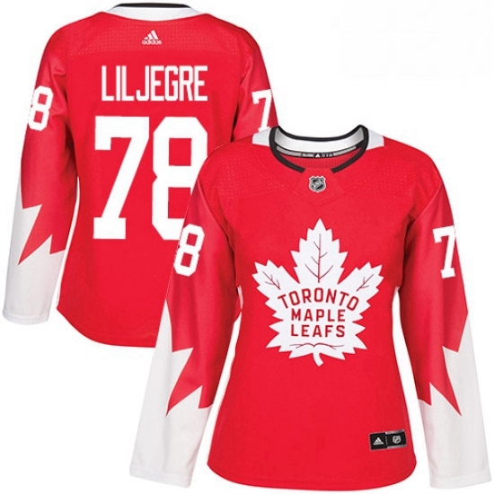 Womens Adidas Toronto Maple Leafs 78 Timothy Liljegren Authentic Red Alternate NHL Jersey Womens Adidas Toronto Maple Leafs 78 Timothy Liljegren Authentic Red Alternate NHL Jersey