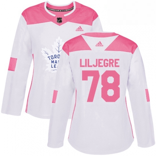 Womens Adidas Toronto Maple Leafs 78 Timothy Liljegren Authentic WhitePink Fashion NHL Jersey Womens Adidas Toronto Maple Leafs 78 Timothy Liljegren Authentic WhitePink Fashion NHL Jersey