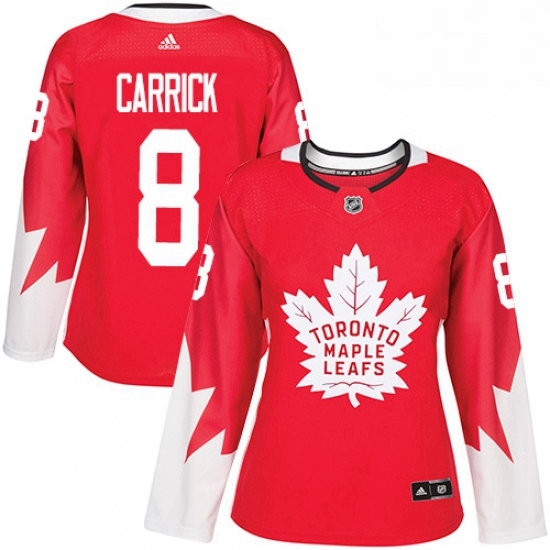 Womens Adidas Toronto Maple Leafs 8 Connor Carrick Authentic Red Alternate NHL Jersey Womens Adidas Toronto Maple Leafs 8 Connor Carrick Authentic Red Alternate NHL Jersey