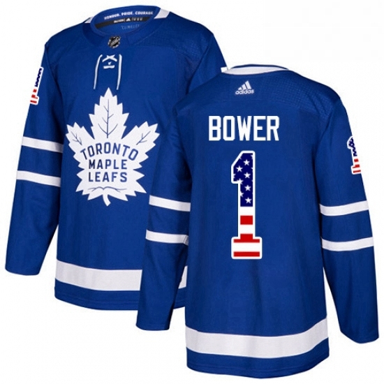 Youth Adidas Toronto Maple Leafs 1 Johnny Bower Authentic Royal Blue USA Flag Fashion NHL Jersey Youth Adidas Toronto Maple Leafs 1 Johnny Bower Authentic Royal Blue USA Flag Fashion NHL Jersey