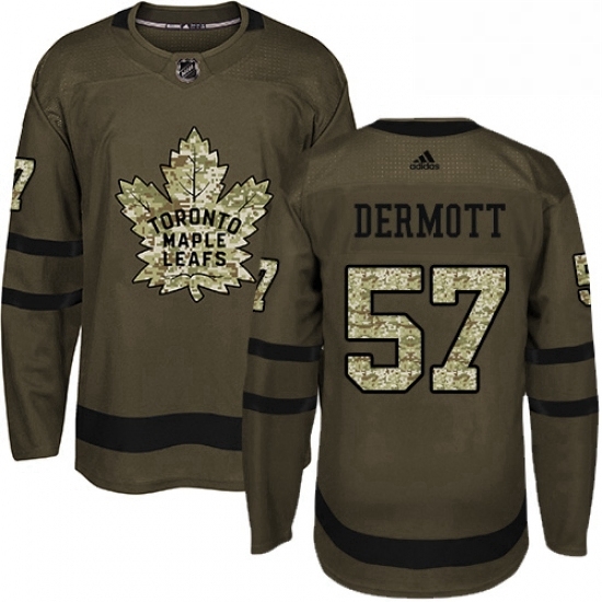 Youth Adidas Toronto Maple Leafs 57 Travis Dermott Authentic Green Salute to Service NHL Jersey 