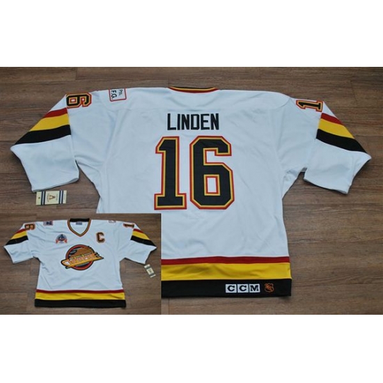 Canucks #16 Trevor Linden Stitched White CCM Throwback Vintage NHL Jersey Canucks #16 Trevor Linden Stitched White CCM Throwback Vintage NHL Jersey