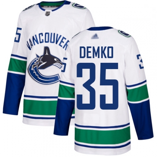 Canucks 35 Thatcher Demko White Road Authentic Stitched Hockey Jersey Canucks 35 Thatcher Demko White Road Authentic Stitched Hockey Jersey