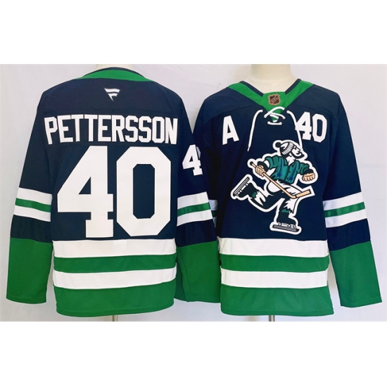 Men Vancouver Canucks 40 Elias Pettersson Navy 2024 Reverse Retro Stitched Jersey Men Vancouver Canucks 40 Elias Pettersson Navy 2024 Reverse Retro Stitched Jersey