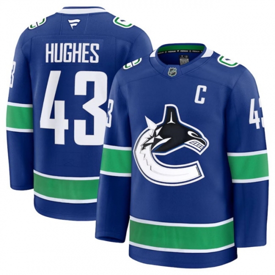 Men Vancouver Canucks 43 Quinn Hughes Blue 2024 25 Home Stitched Hockey Jersey Men Vancouver Canucks 43 Quinn Hughes Blue 2024 25 Home Stitched Hockey Jersey