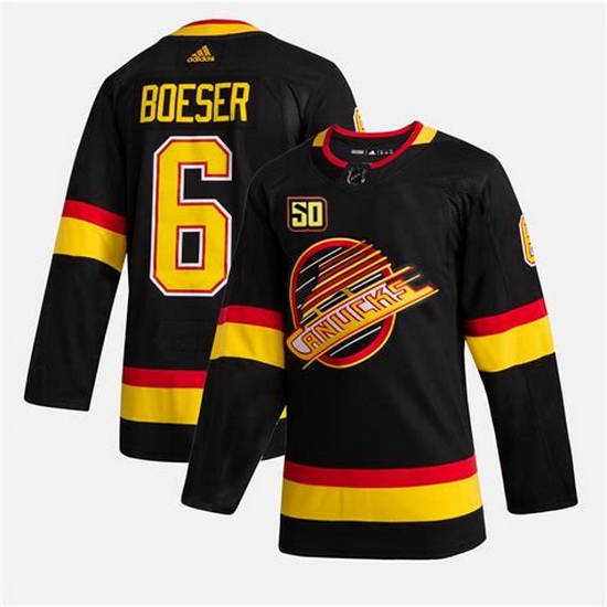 Men Vancouver Canucks 6 Brock Boeser 50th Anniversary Black Stitched jersey Men Vancouver Canucks 6 Brock Boeser 50th Anniversary Black Stitched jersey