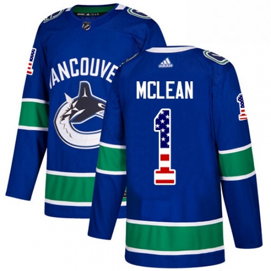 Mens Adidas Vancouver Canucks 1 Kirk Mclean Authentic Blue USA Flag Fashion NHL Jersey Mens Adidas Vancouver Canucks 1 Kirk Mclean Authentic Blue USA Flag Fashion NHL Jersey