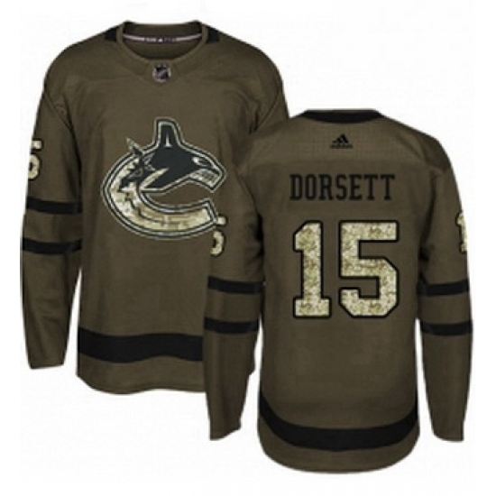 Mens Adidas Vancouver Canucks 15 Derek Dorsett Premier Green Salute to Service NHL Jersey Mens Adidas Vancouver Canucks 15 Derek Dorsett Premier Green Salute to Service NHL Jersey