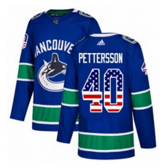 Mens Adidas Vancouver Canucks 40 Elias Pettersson Blue Home Authentic USA Flag Stitched NHL Jersey Mens Adidas Vancouver Canucks 40 Elias Pettersson Blue Home Authentic USA Flag Stitched NHL Jersey