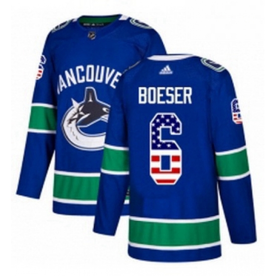Mens Adidas Vancouver Canucks 6 Brock Boeser Authentic Blue USA Flag Fashion NHL Jersey Mens Adidas Vancouver Canucks 6 Brock Boeser Authentic Blue USA Flag Fashion NHL Jersey