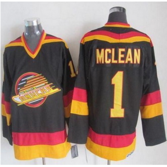 Vancouver Canucks #1 Kirk Mclean Black Gold CCM Throwback Stitched NHL Jersey Vancouver Canucks #1 Kirk Mclean Black Gold CCM Throwback Stitched NHL Jersey