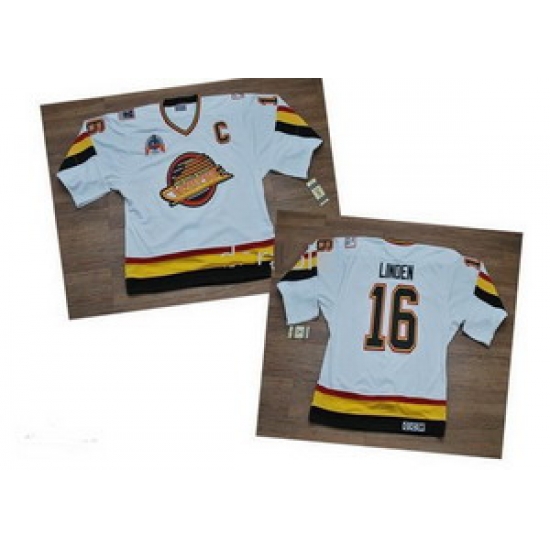 Vancouver Canucks 16 Trevor LINDEN CCM Throwback C Patch White Jerseys Vancouver Canucks 16 Trevor LINDEN CCM Throwback C Patch White Jerseys
