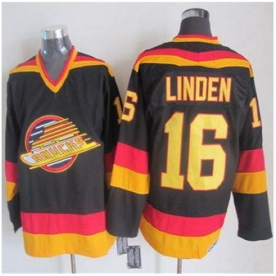 Vancouver Canucks #16 Trevor Linden Black Gold CCM Throwback Stitched NHL Jersey Vancouver Canucks #16 Trevor Linden Black Gold CCM Throwback Stitched NHL Jersey