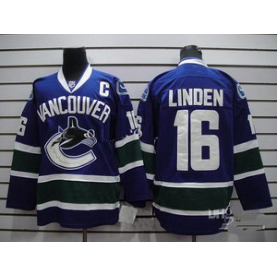 Vancouver Canucks 16 Trevor Linden With C Patch Home Blue Hockey Jersey Vancouver Canucks 16 Trevor Linden With C Patch Home Blue Hockey Jersey