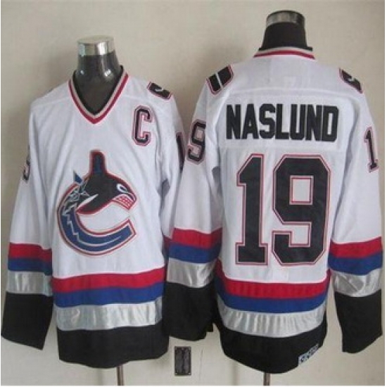 Vancouver Canucks #19 Markus Naslund White Black CCM Throwback Stitched NHL Jersey Vancouver Canucks #19 Markus Naslund White Black CCM Throwback Stitched NHL Jersey