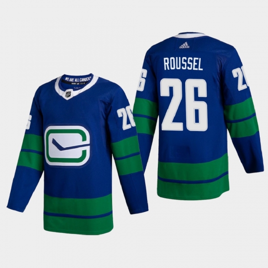 Vancouver Canucks 26 Antoine Roussel Men Adidas 2020 21 Authentic Player Alternate Stitched NHL Jersey Blue Vancouver Canucks 26 Antoine Roussel Men Adidas 2020 21 Authentic Player Alternate Stitched NHL Jersey Blue