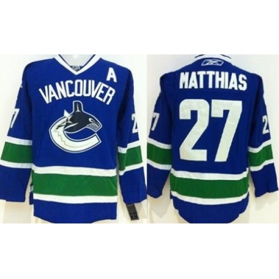 Vancouver Canucks #27 Shawn Matthias Blue Stitched Jersey Vancouver Canucks #27 Shawn Matthias Blue Stitched Jersey