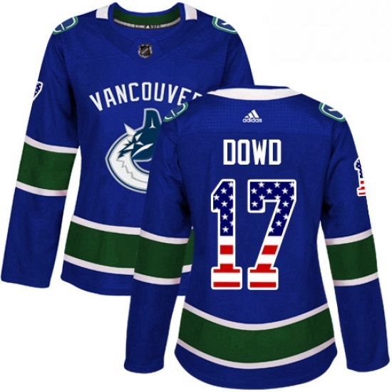 Womens Adidas Vancouver Canucks 17 Nic Dowd Authentic Blue USA Flag Fashion NHL Jersey Womens Adidas Vancouver Canucks 17 Nic Dowd Authentic Blue USA Flag Fashion NHL Jersey