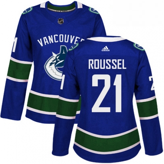 Womens Adidas Vancouver Canucks 21 Antoine Roussel Authentic Blue Home NHL Jersey Womens Adidas Vancouver Canucks 21 Antoine Roussel Authentic Blue Home NHL Jersey