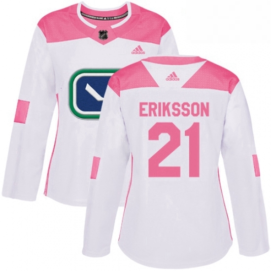 Womens Adidas Vancouver Canucks 21 Loui Eriksson Authentic WhitePink Fashion NHL Jersey Womens Adidas Vancouver Canucks 21 Loui Eriksson Authentic WhitePink Fashion NHL Jersey