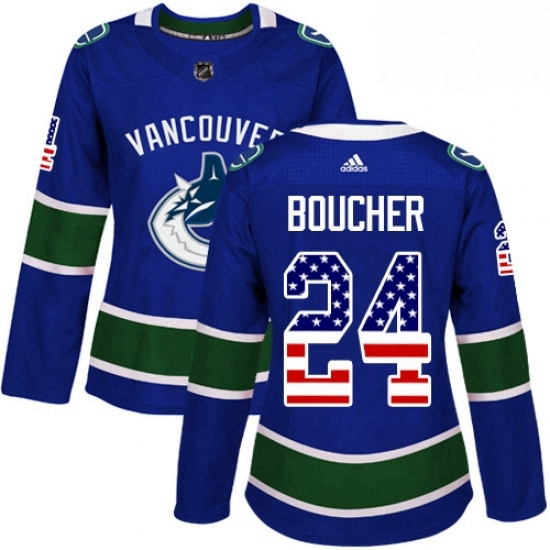 Womens Adidas Vancouver Canucks 24 Reid Boucher Authentic Blue USA Flag Fashion NHL Jersey Womens Adidas Vancouver Canucks 24 Reid Boucher Authentic Blue USA Flag Fashion NHL Jersey